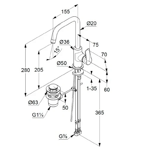 Смеситель для раковины Kludi Pure and Solid 340250575 Смеситель для раковины Kludi Pure and Solid 340250575
