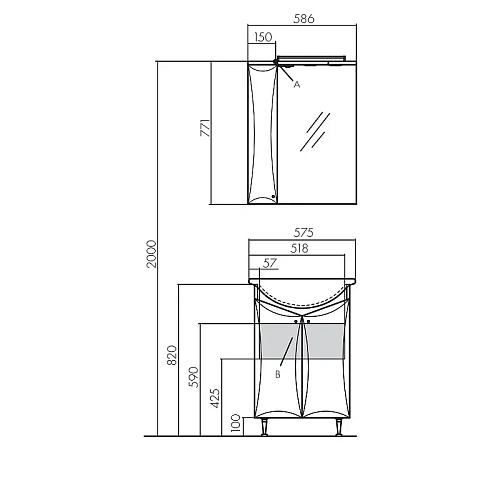 Тумба под раковину Aquaton Джимми 57 У белый 1A250501DJ010 Тумба под раковину Aquaton Джимми 57 У белый 1A250501DJ010