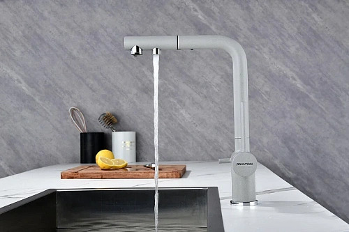 Смеситель для кухни Paulmark SERPENTINE серый дым Se213222-GRS Смеситель для кухни Paulmark SERPENTINE серый дым Se213222-GRS