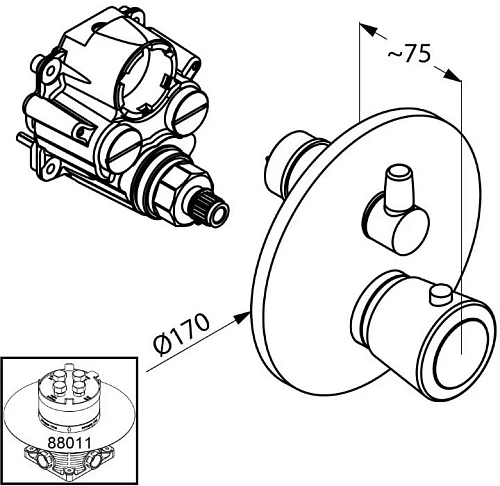 Смеситель для ванны Kludi Joop! 558300505 с термостатом Смеситель для ванны Kludi Joop! 558300505 с термостатом