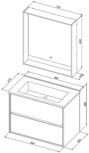 Тумба под раковину Aquanet Милан 85 дуб рошелье 00339969 подвесная Тумба под раковину Aquanet Милан 85 дуб рошелье 00339969 подвесная