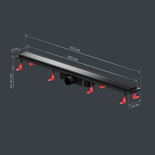 Душевой лоток AM.PM PrimeFlow W02SC-U11-090-04BM универсальный затвор Tile 90см черный матовый Душевой лоток AM.PM PrimeFlow W02SC-U11-090-04BM универсальный затвор Tile 90см черный матовый