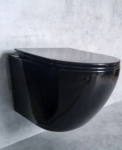 Унитаз подвесной CeramaLux 2196 -18 черный с крышкой микролифт Унитаз подвесной CeramaLux 2196 -18 черный с крышкой микролифт