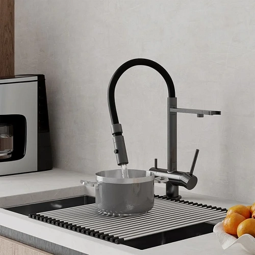 Смеситель для кухни Iddis Ace (ACEGMFFi05) с фильтром и гибким изливом, графит Смеситель для кухни Iddis Ace (ACEGMFFi05) с фильтром и гибким изливом, графит