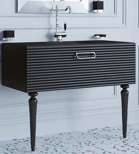 Тумба под раковину Armadi Art Linea 100 842-100-BCR черная + хром Тумба под раковину Armadi Art Linea 100 842-100-BCR черная + хром