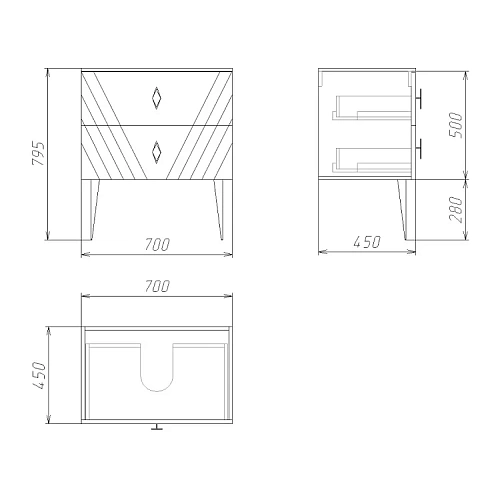 Тумба под раковину GROSSMAN ВИВА-70 см с 2-я ящиками белый глянец (ум.GR-3016) подвесная 107012 Тумба под раковину GROSSMAN ВИВА-70 см с 2-я ящиками белый глянец (ум.GR-3016) подвесная 107012