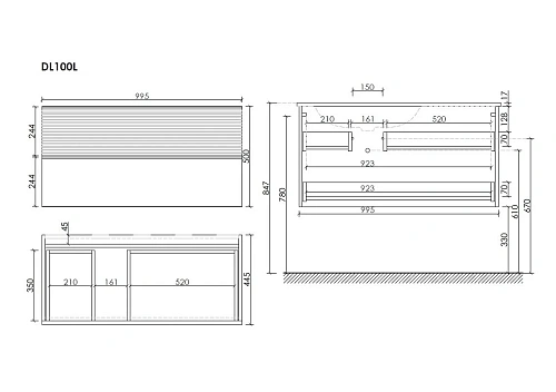 Тумба под раковину Sancos Delta DL100LW 995х445х500 левая, дуб светлый/белый, подвесная Тумба под раковину Sancos Delta DL100LW 995х445х500 левая, дуб светлый/белый, подвесная