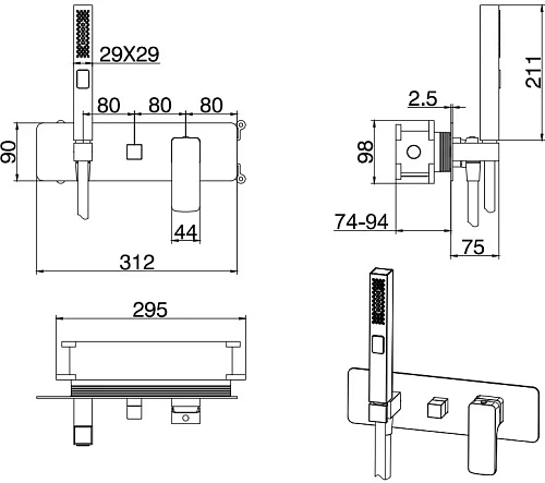 Смеситель для душа Allen Brau Infinity 5.21011-00 с внутренней частью Смеситель для душа Allen Brau Infinity 5.21011-00 с внутренней частью