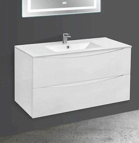 Тумба под раковину Vincea Mia 1200 подвесная, 2 выкатных ящика soft close, G.White VMC-2MC120GW Тумба под раковину Vincea Mia 1200 подвесная, 2 выкатных ящика soft close, G.White VMC-2MC120GW