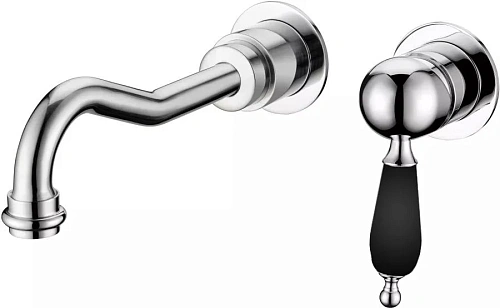 Смеситель для раковины Boheme 267-B встроенный Tradizionale Cromo с черной керамикой Смеситель для раковины Boheme 267-B встроенный Tradizionale Cromo с черной керамикой