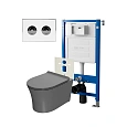 Комплект инсталляции Point Элемент П PN45121 с клавишей смыва Венера, белый/хром, PN44071WC и унитазом Вега сер мат, PN41711GM Комплект инсталляции Point Элемент П PN45121 с клавишей смыва Венера, белый/хром, PN44071WC и унитазом Вега сер мат, PN41711GM