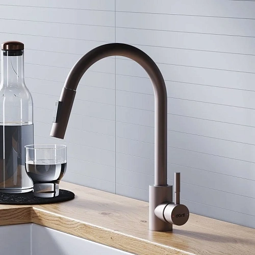 Смеситель для кухни Dorff Logic D3007511 с вытягивающимся изливом, сатин Смеситель для кухни Dorff Logic D3007511 с вытягивающимся изливом, сатин