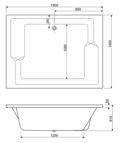 Акриловая ванна CEZARES PLANE_DUO-190-145-51-W37 1900x1450 белый Акриловая ванна CEZARES PLANE_DUO-190-145-51-W37 1900x1450 белый