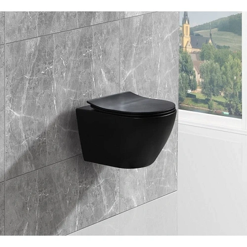 Унитаз подвесной Esbano AMAPOLA (ESUPAMAPBM) Matt Black 530x365x370 с крышкой микролифт Унитаз подвесной Esbano AMAPOLA (ESUPAMAPBM) Matt Black 530x365x370 с крышкой микролифт