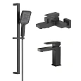 Комплект смесителей Aquatek ЛИБРА AQ1630MB черный матовый Комплект смесителей Aquatek ЛИБРА AQ1630MB черный матовый