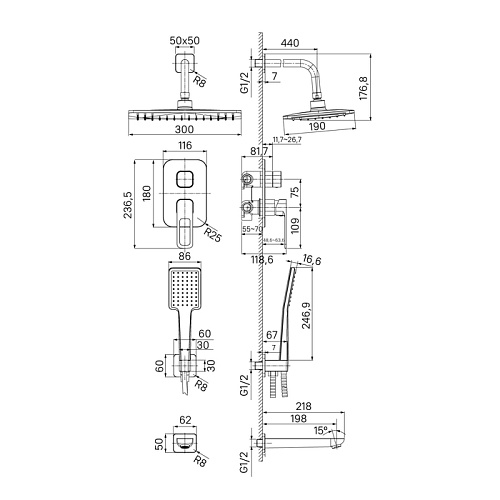 Душевая система IDDIS Slide (SLISB03i68) Душевая система IDDIS Slide (SLISB03i68)