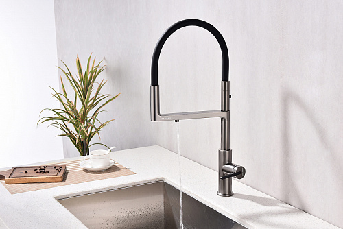 Смеситель для кухни Paulmark TORNADO вороненая сталь To213402-GM Смеситель для кухни Paulmark TORNADO вороненая сталь To213402-GM