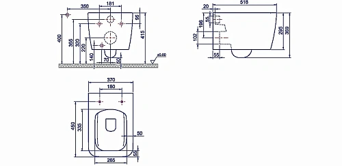 Унитаз подвесной Boheme Zen 967-2-WM с биде матовый белый Унитаз подвесной Boheme Zen 967-2-WM с биде матовый белый