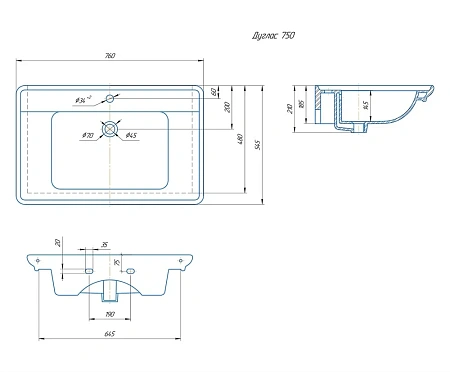 Раковина Kirovit Дуглас 75 Дуглас75 Раковина Kirovit Дуглас 75 Дуглас75