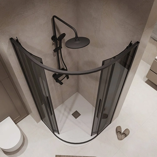 Душевой уголок Niagara Nova NG-2826-34BLACK (90x90x195) полукруг, раздвижная, черный матовый, стекло тониров Душевой уголок Niagara Nova NG-2826-34BLACK (90x90x195) полукруг, раздвижная, черный матовый, стекло тониров