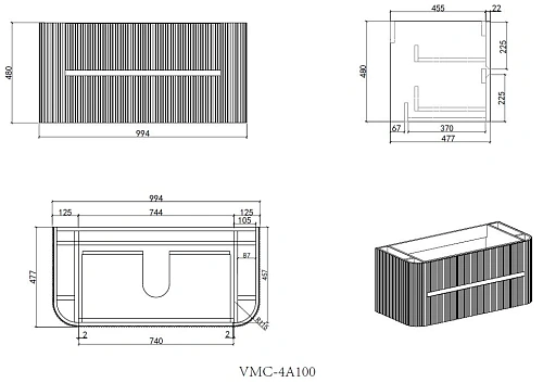Тумба под раковину Vincea Alto 1000 VMC-4A100MLG подвесная, светло-серый матовый Тумба под раковину Vincea Alto 1000 VMC-4A100MLG подвесная, светло-серый матовый