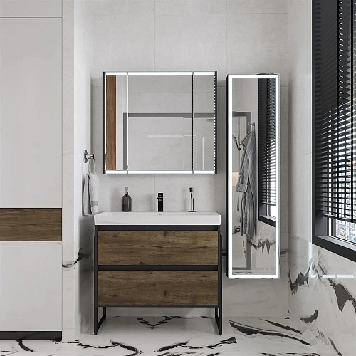 Шкаф-пенал STWORKI Кронборг МВК077 40, с подсветкой, черный 541673 Шкаф-пенал STWORKI Кронборг МВК077 40, с подсветкой, черный 541673