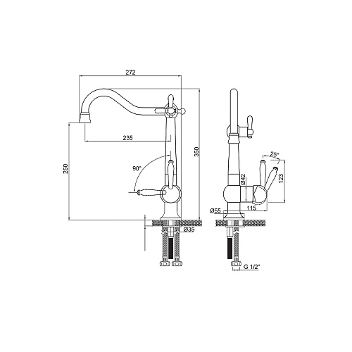 Смеситель для кухни Paulmark RETRO антрацит Re213226-AN Смеситель для кухни Paulmark RETRO антрацит Re213226-AN