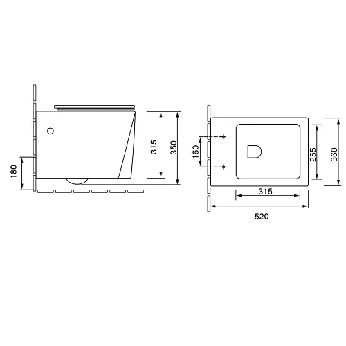Унитаз подвесной GROSSMAN GR-4481 Cristal 520x360x350 безободковый с толстой крышкой Унитаз подвесной GROSSMAN GR-4481 Cristal 520x360x350 безободковый с толстой крышкой