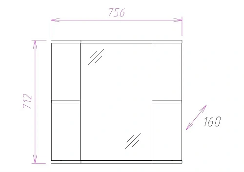 Зеркальный шкаф Onika РОДОС 75.00 207517 Зеркальный шкаф Onika РОДОС 75.00 207517