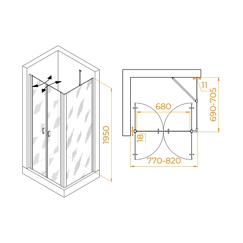Душевой уголок RGW PA-144B (PA-104B+Z-050-2B+O-204B) 800x700 мм 060814487-14 черный Easy Clean Душевой уголок RGW PA-144B (PA-104B+Z-050-2B+O-204B) 800x700 мм 060814487-14 черный Easy Clean