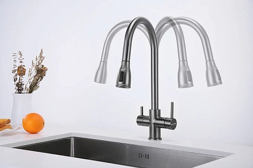 Смеситель для кухни Paulmark Lange вороненая сталь La214212-GM Смеситель для кухни Paulmark Lange вороненая сталь La214212-GM