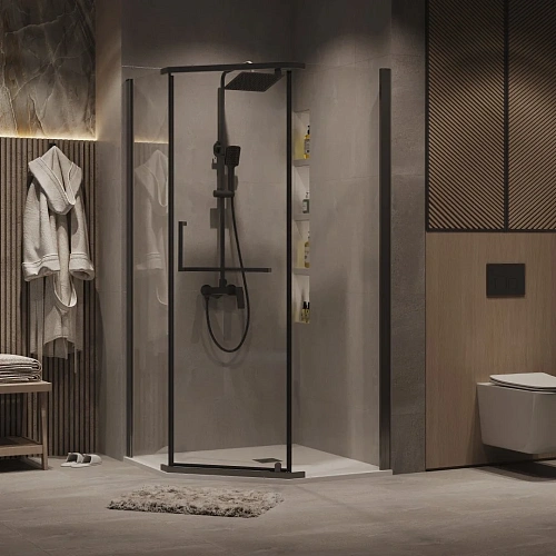 Душевой уголок GROSSMAN Pragma 302.K33.03.1010.42.00 (100x100x195) трапеция,распашн,графит сатин,стекло прозр Душевой уголок GROSSMAN Pragma 302.K33.03.1010.42.00 (100x100x195) трапеция,распашн,графит сатин,стекло прозр