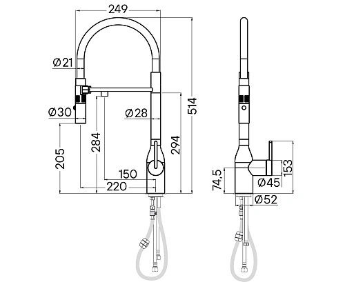 Смеситель для кухни Paulmark Magneto One вороненая сталь Ma213188-GM Смеситель для кухни Paulmark Magneto One вороненая сталь Ma213188-GM