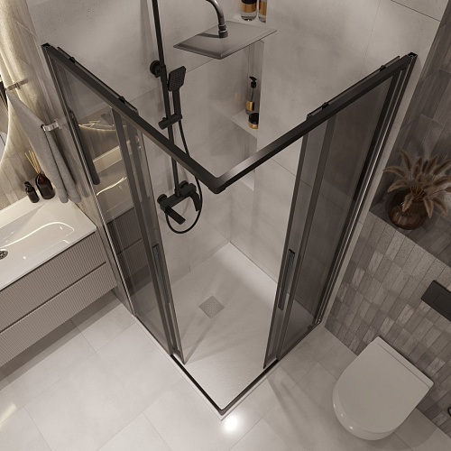 Душевой уголок Niagara Nova NG-2823-34BLACK (90x90x195) квадратная, раздвижная, черный матовый, стекл тонированное Душевой уголок Niagara Nova NG-2823-34BLACK (90x90x195) квадратная, раздвижная, черный матовый, стекл тонированное