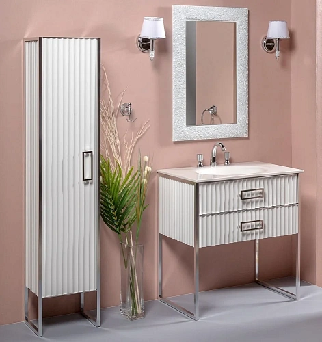 Шкаф-пенал Armadi Art MONACO 868-WCR-L белый глянец + хром L Шкаф-пенал Armadi Art MONACO 868-WCR-L белый глянец + хром L