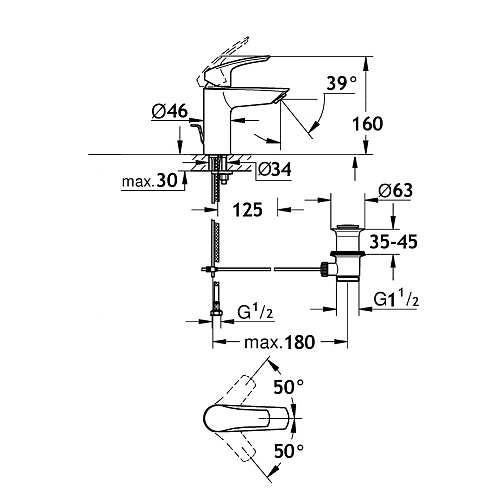 Смеситель для раковины AQUAme Prato AQM P6121 AQUAme с донным клапаном, хром AQMP6121 Смеситель для раковины AQUAme Prato AQM P6121 AQUAme с донным клапаном, хром AQMP6121