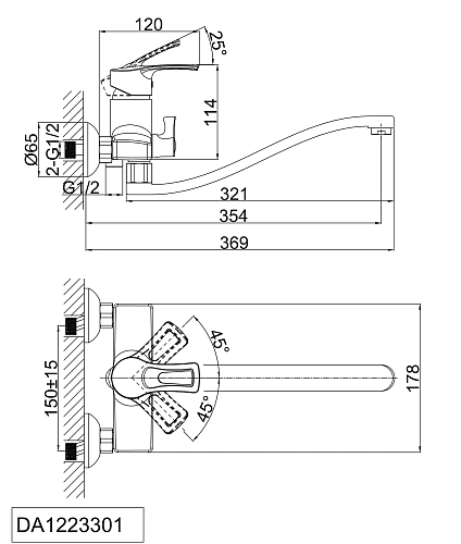 Смеситель для ванны D&K Furth Bayern DA1223301 Смеситель для ванны D&K Furth Bayern DA1223301