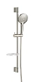Душевой гарнитур AQUAme AQM8101BN H=790мм, 120 мм, 3 режима, мыльница, шланг 1500мм, никель шлифованный Душевой гарнитур AQUAme AQM8101BN H=790мм, 120 мм, 3 режима, мыльница, шланг 1500мм, никель шлифованный