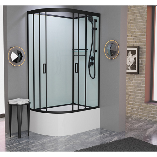 Душевая кабина Frank F412/2R Black без крыши черный профиль 120x80 154009 Душевая кабина Frank F412/2R Black без крыши черный профиль 120x80 154009