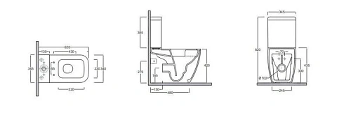 Унитаз напольный Kludi RESA S 27WCB0139 керамический, компакт Унитаз напольный Kludi RESA S 27WCB0139 керамический, компакт