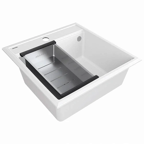 Кухонная мойка Paulmark STEPIA 50 с коландером ADVANCE брашированная PM115051-WH+A375-BS Кухонная мойка Paulmark STEPIA 50 с коландером ADVANCE брашированная PM115051-WH+A375-BS