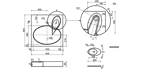 Раковина BOGEMA SOLID silk 600х600 матовая RS6060M Раковина BOGEMA SOLID silk 600х600 матовая RS6060M
