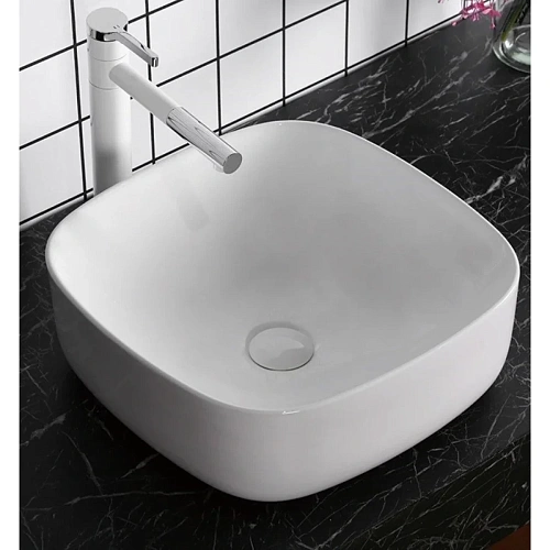 Раковина Ceruttispa CR0010 425х425х150 накладная, белая, квадратная Раковина Ceruttispa CR0010 425х425х150 накладная, белая, квадратная