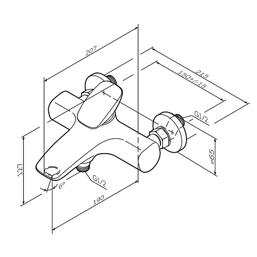 Смеситель для ванны AM.PM Spirit V2.0 F70A10000 хром Смеситель для ванны AM.PM Spirit V2.0 F70A10000 хром
