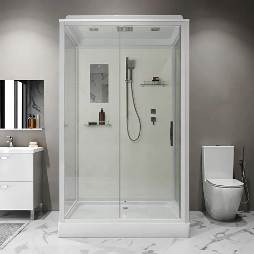 Душевая кабина Niagara Standart ST120/90/15Q (120х90х215) прямоугольник, поддон 15см, распашная, проф.белый Душевая кабина Niagara Standart ST120/90/15Q (120х90х215) прямоугольник, поддон 15см, распашная, проф.белый