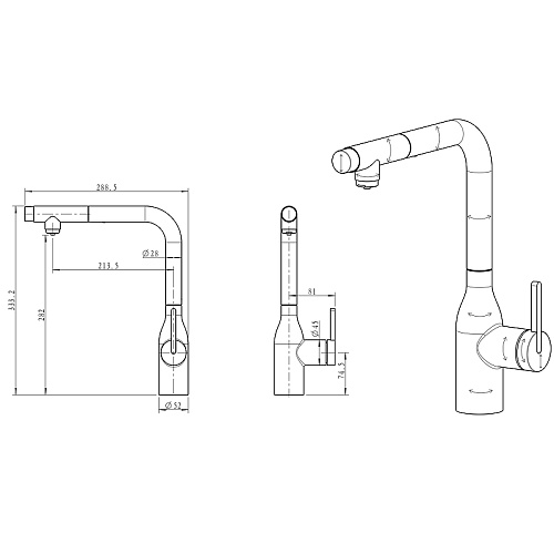 Смеситель для кухни Paulmark VIPER беретта Vi213105-GM Смеситель для кухни Paulmark VIPER беретта Vi213105-GM