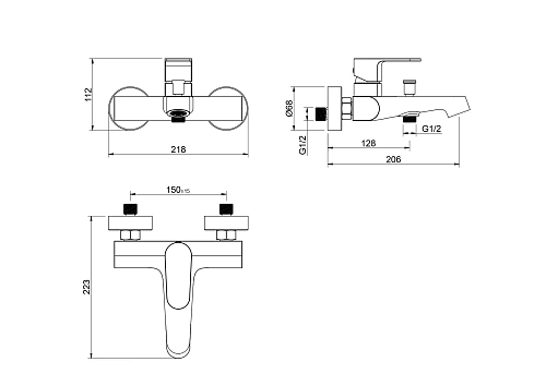 Смеситель для ванны Aquatek ОБЕРОН AQ1240MB Черный матовый Смеситель для ванны Aquatek ОБЕРОН AQ1240MB Черный матовый