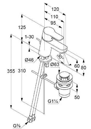 Смеситель для раковины Kludi Pure&Easy 373850565 Смеситель для раковины Kludi Pure&Easy 373850565