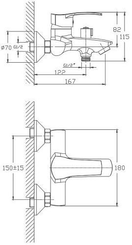 Смеситель для ванны Haiba HB6070, хром Смеситель для ванны Haiba HB6070, хром