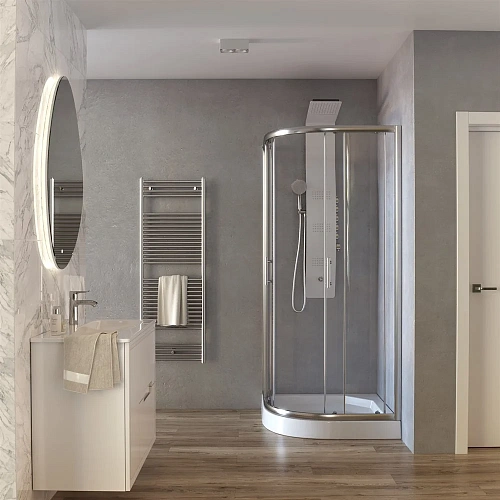 Душевой уголок Taliente 90x90x195см, четверть круга, раздвижной, прозр.стекло 6мм, хром.профиль TA-09091-1CP Душевой уголок Taliente 90x90x195см, четверть круга, раздвижной, прозр.стекло 6мм, хром.профиль TA-09091-1CP